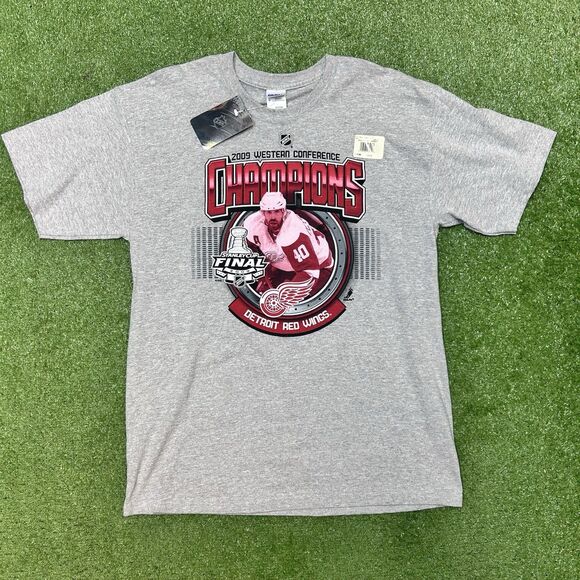 Detroit Red Wings Shirt 2009 Western Conference Champions Mens Large Deadstock - Picture 1 of 5